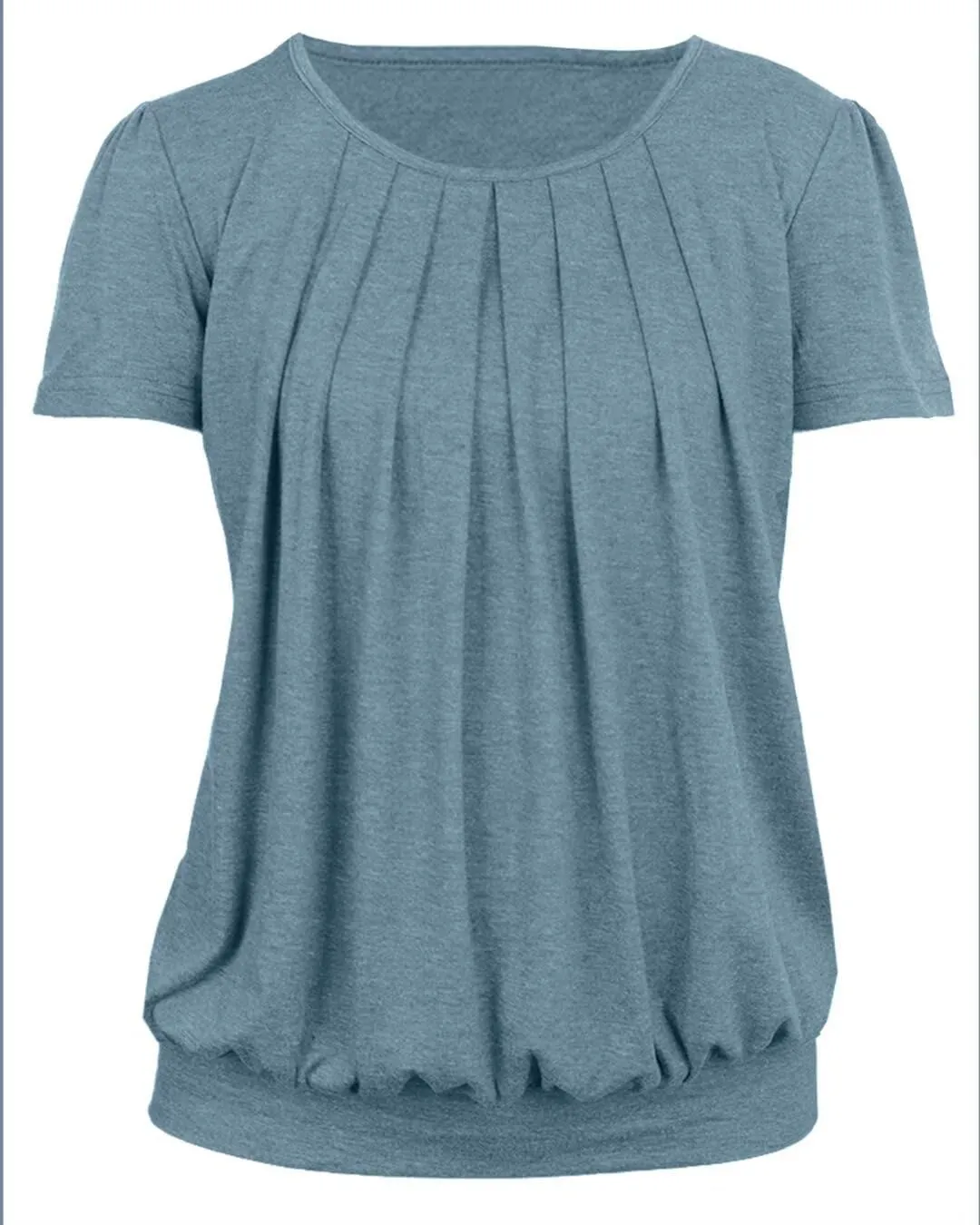 Women's Short Sleeve Tunic Tops Scoop Neck Banded Bottom Summer T Shirt for Leggings
