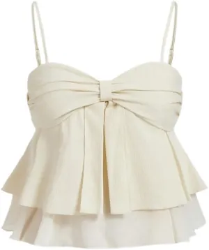 Womens Sleeveless Camisole Tank Tops Blouse Spaghetti Strap Pleated Ruffle Trim Camisole Top