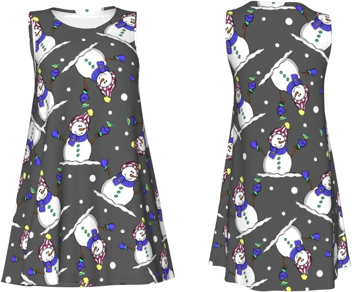 Womens Sleeveless Dress A-Line Flare Tank Dress Loose Sun Dresses Summer Flowy Swing Sundress Round Neck Outfit