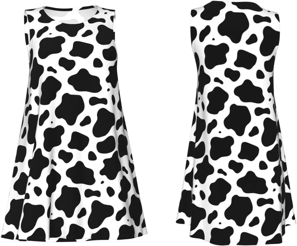 Womens Sleeveless Dress A-Line Flare Tank Dress Loose Sun Dresses Summer Flowy Swing Sundress Round Neck Outfit