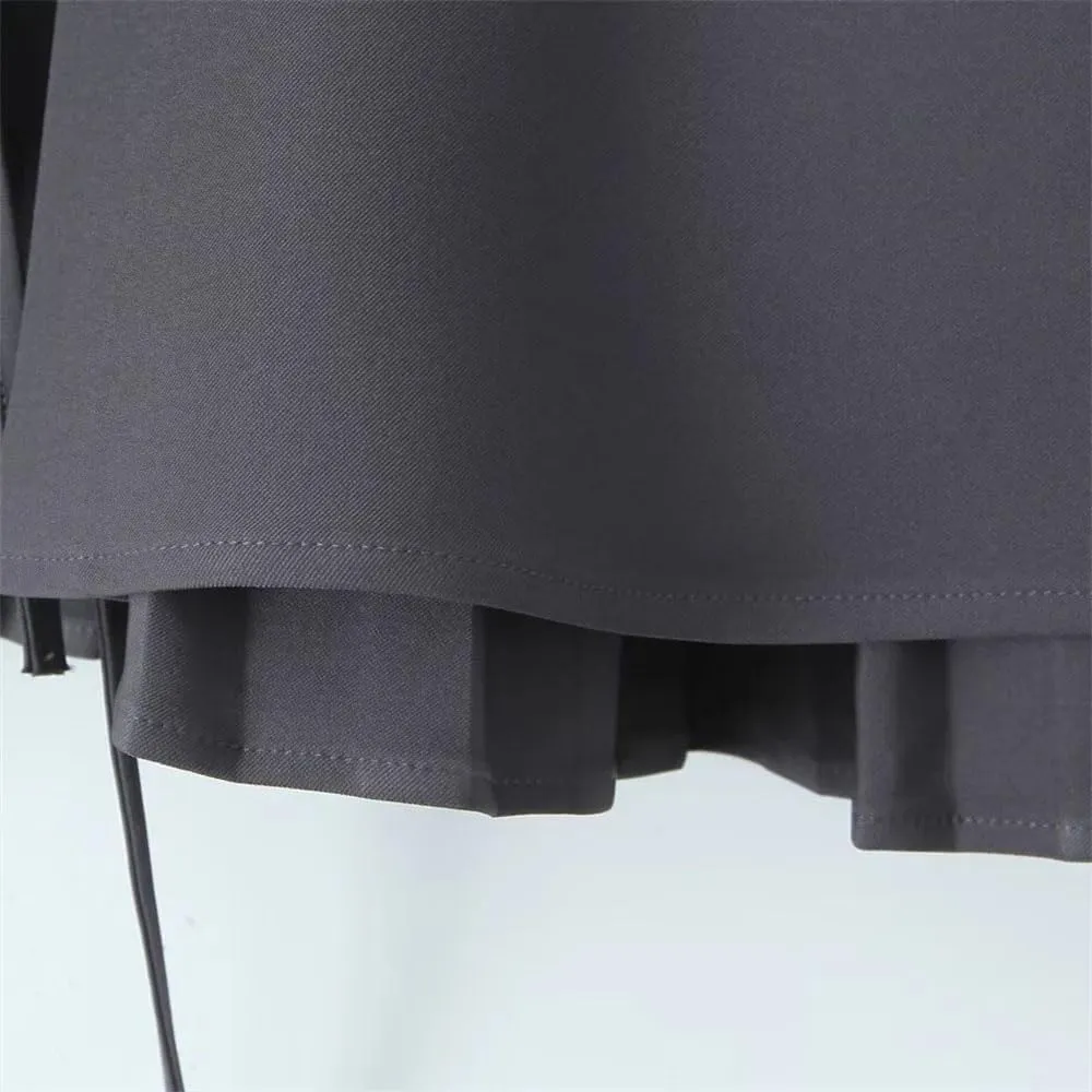 Women's Slim Fit Double Layer Half Pleated Skirt High Waisted A Line Casual Mini Skirts