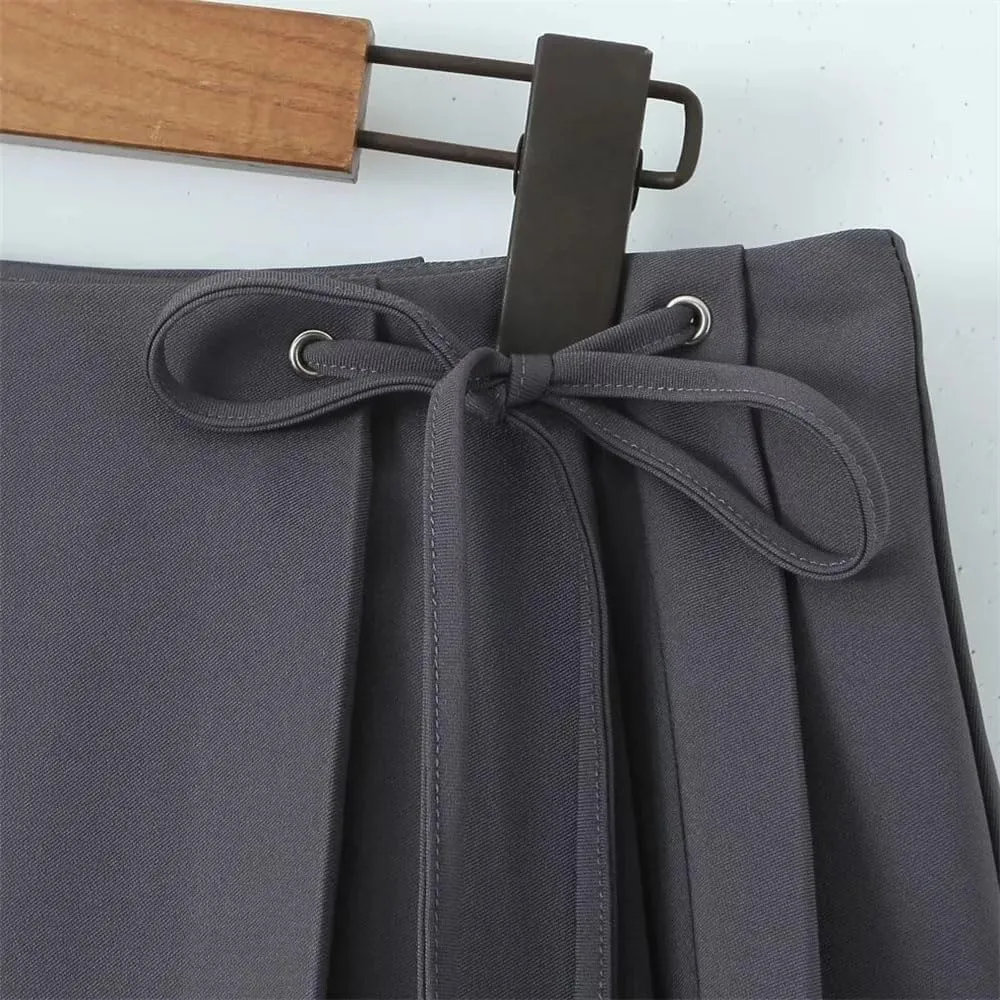 Women's Slim Fit Double Layer Half Pleated Skirt High Waisted A Line Casual Mini Skirts