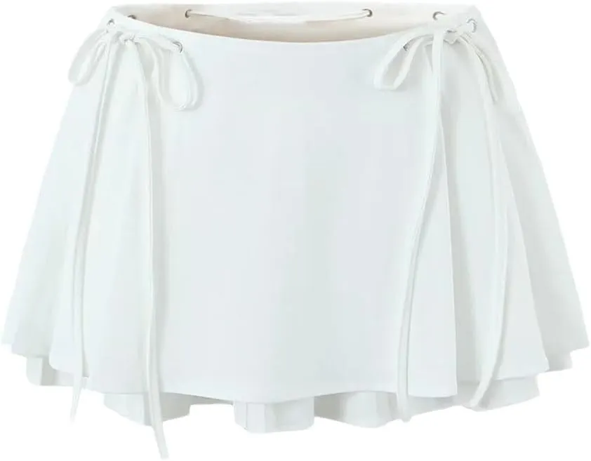 Women's Slim Fit Double Layer Half Pleated Skirt High Waisted A Line Casual Mini Skirts