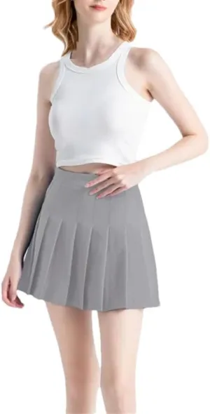 Women's Summer Solid Color A Line Pleated Skirts High Waist Mini Pleated Skirt