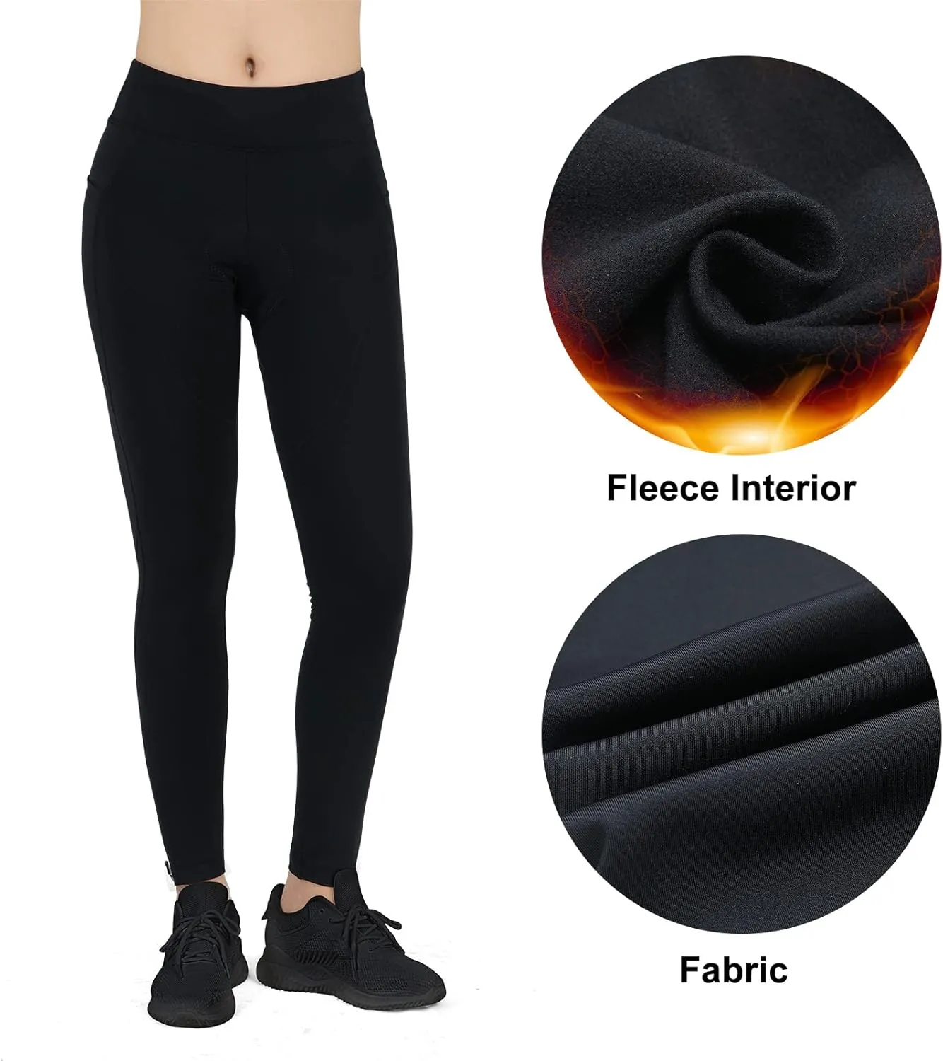 Women's Thermal Fleece Cycling Pants Padded Cold Weather Compression Bike Tights