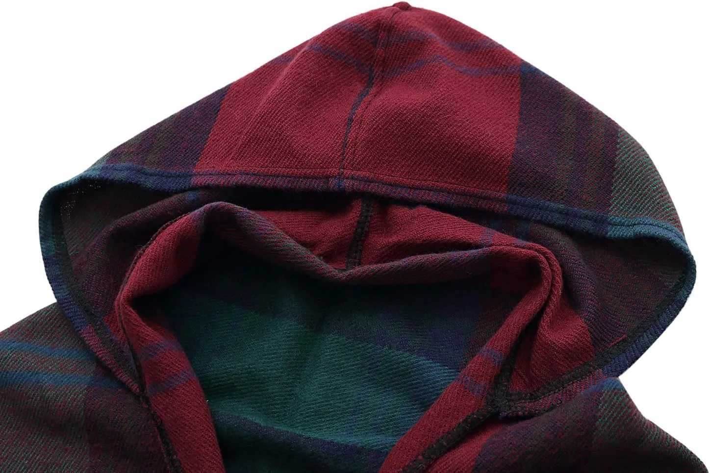 Women's Vintage Plaid Knitted Tassel Poncho Shawl Cape Button Cardigan