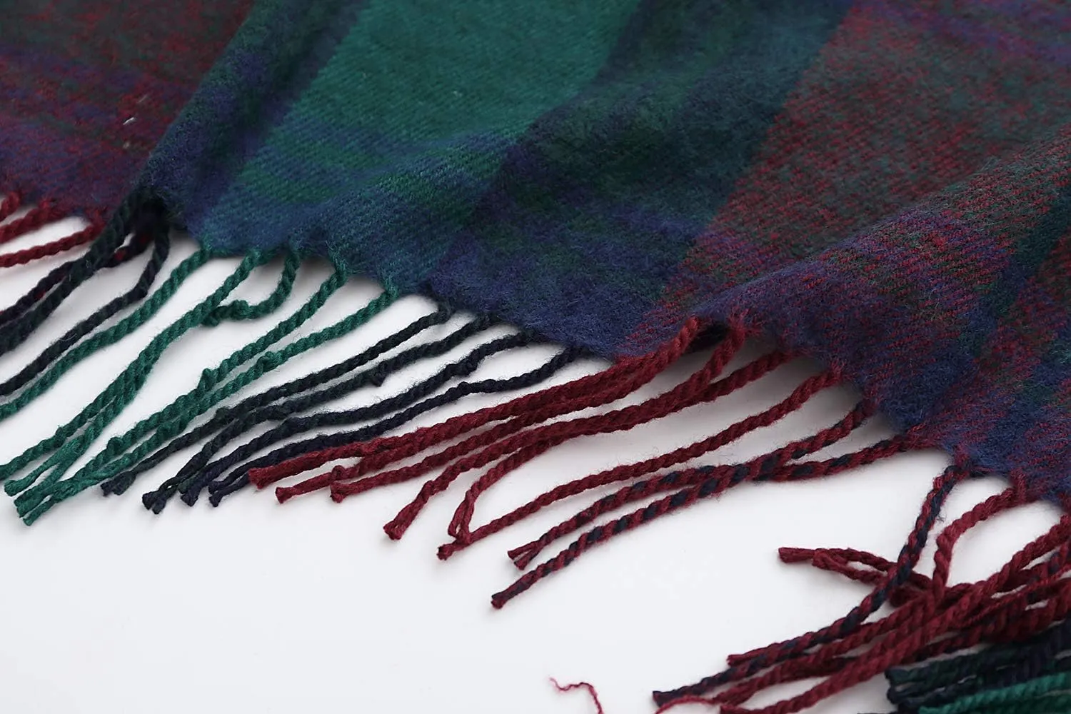 Women's Vintage Plaid Knitted Tassel Poncho Shawl Cape Button Cardigan