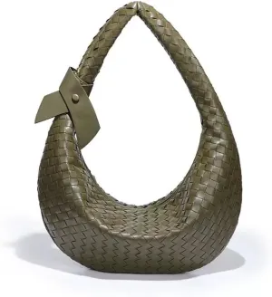 Women's Woven Purse PU Leather Woven Bag Trendy Hobo Bag Should Handbags for Women Fashionable with Zipper
