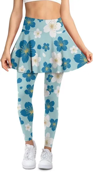 Womens Yoga Leggings with Skirts Tennis Skirts with Elastic Fashionable Skirted XS-3XL
