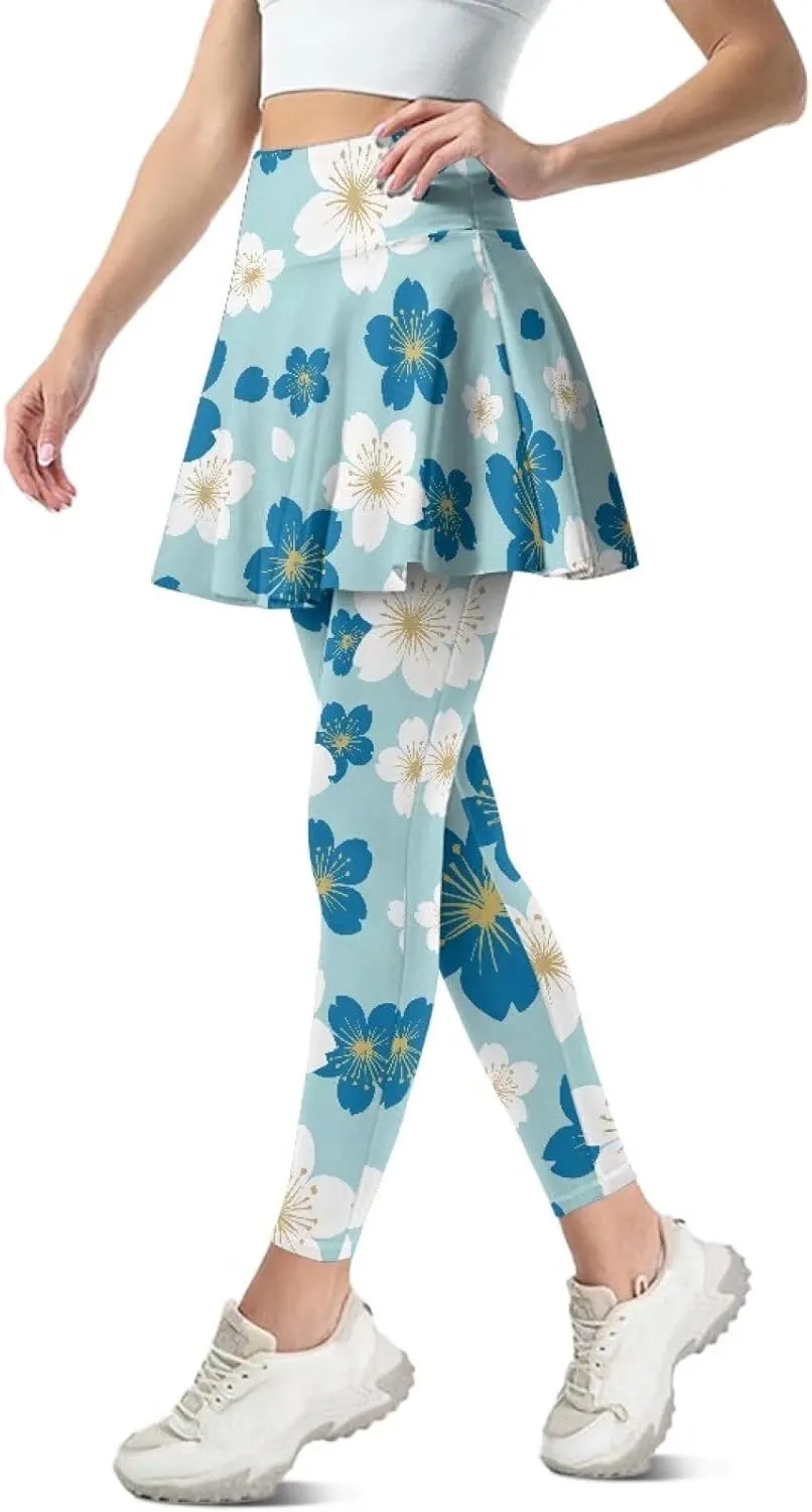 Womens Yoga Leggings with Skirts Tennis Skirts with Elastic Fashionable Skirted XS-3XL