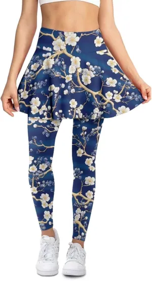 Womens Yoga Leggings with Skirts Tennis Skirts with Elastic Fashionable Skirted XS-3XL