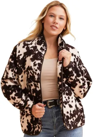 Wrangler Women's Cow Print Sherpa Jacket Multi L