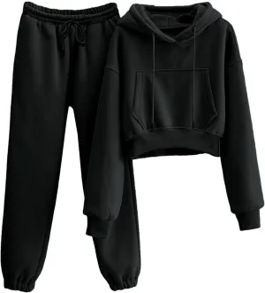 Yeokou Women's Fleece 2 Piece Outfits Sweatsuits Pullover Hoodie Sweatshirt Jogger Pants Tracksuits Set