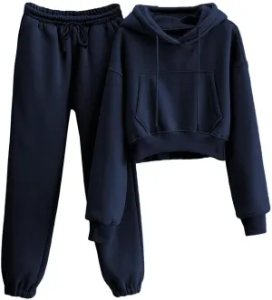 Yeokou Women's Fleece 2 Piece Outfits Sweatsuits Pullover Hoodie Sweatshirt Jogger Pants Tracksuits Set