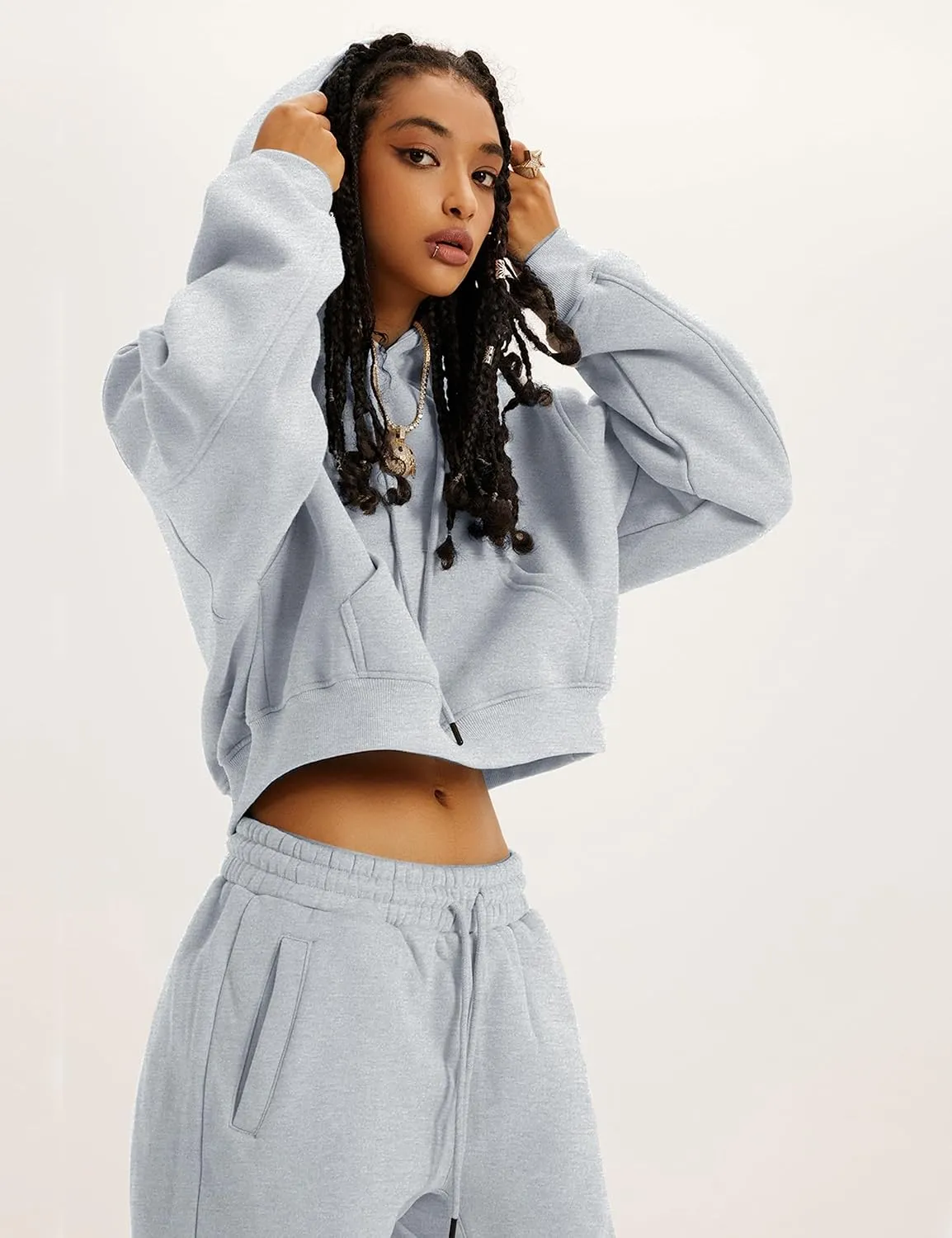 Yeokou Women's Fleece 2 Piece Outfits Sweatsuits Pullover Hoodie Sweatshirt Jogger Pants Tracksuits Set