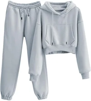 Yeokou Women's Fleece 2 Piece Outfits Sweatsuits Pullover Hoodie Sweatshirt Jogger Pants Tracksuits Set