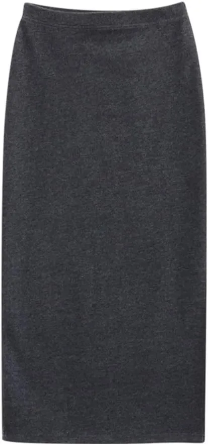 Ylingjun Women's Fleece Lined One Side Split Jersey Pull On Pencil Long Skirt