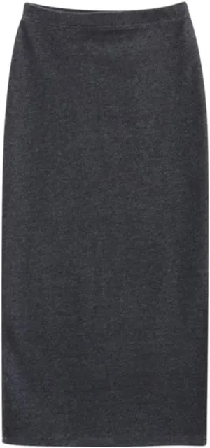 Ylingjun Women's Fleece Lined One Side Split Jersey Pull On Pencil Long Skirt