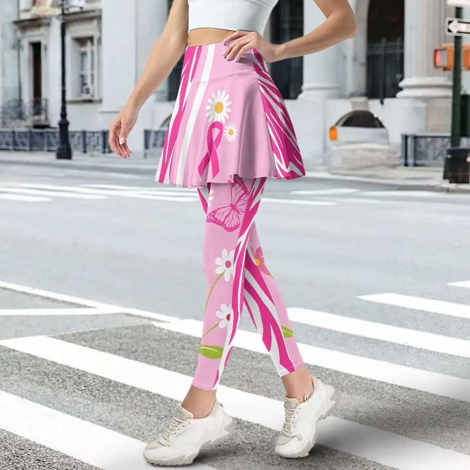 Youngerbaby Woman Tennis Skirted Leggings with Pockets Workout Skirted High Waisted Yoga Legging with Skirts XS-3XL