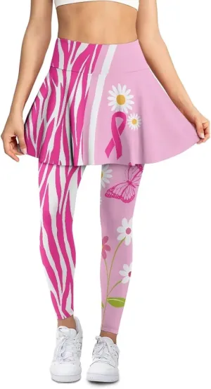 Youngerbaby Woman Tennis Skirted Leggings with Pockets Workout Skirted High Waisted Yoga Legging with Skirts XS-3XL