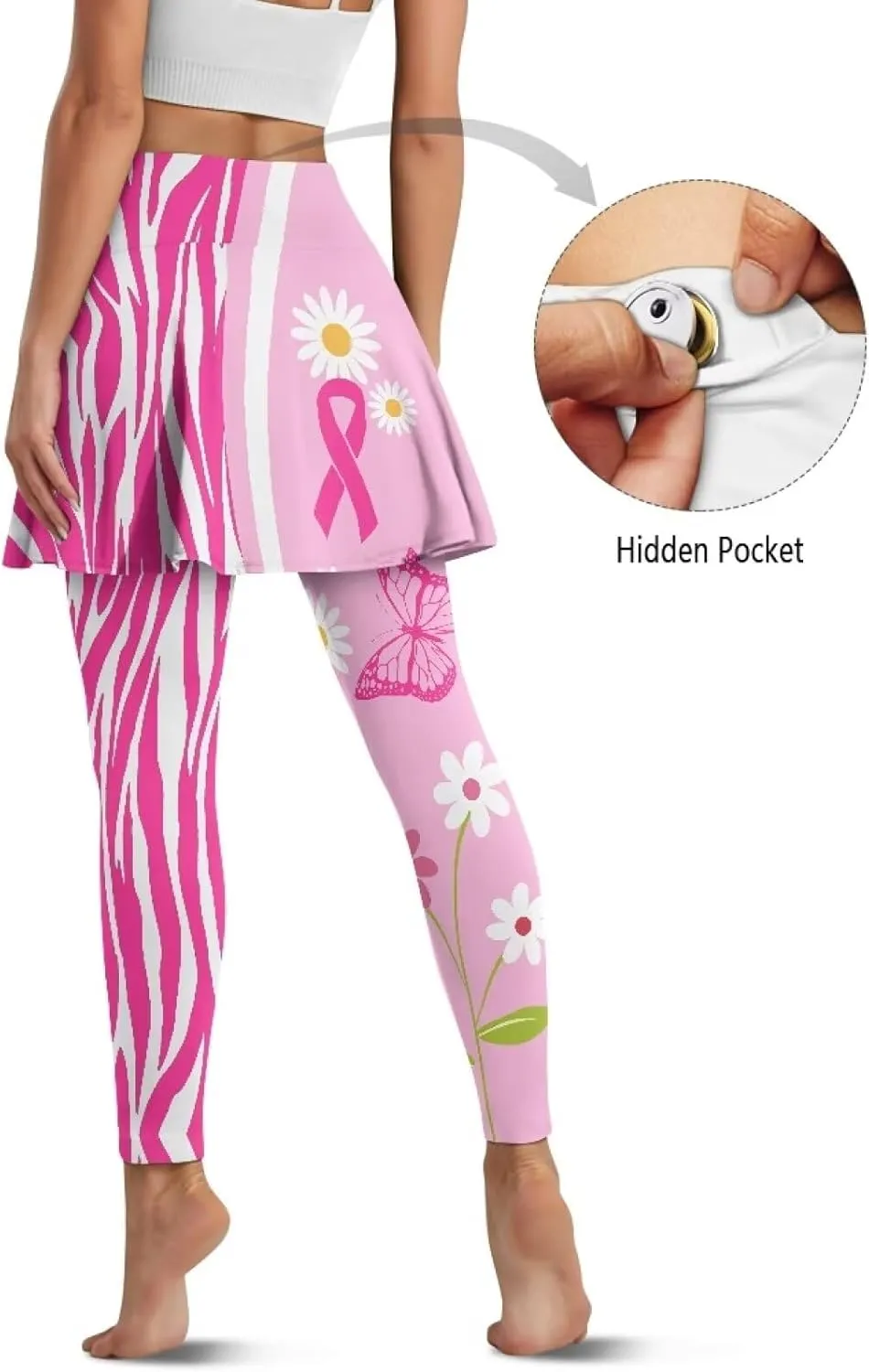 Youngerbaby Woman Tennis Skirted Leggings with Pockets Workout Skirted High Waisted Yoga Legging with Skirts XS-3XL